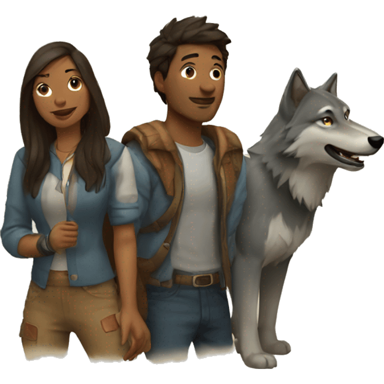 humans and wolves emoji