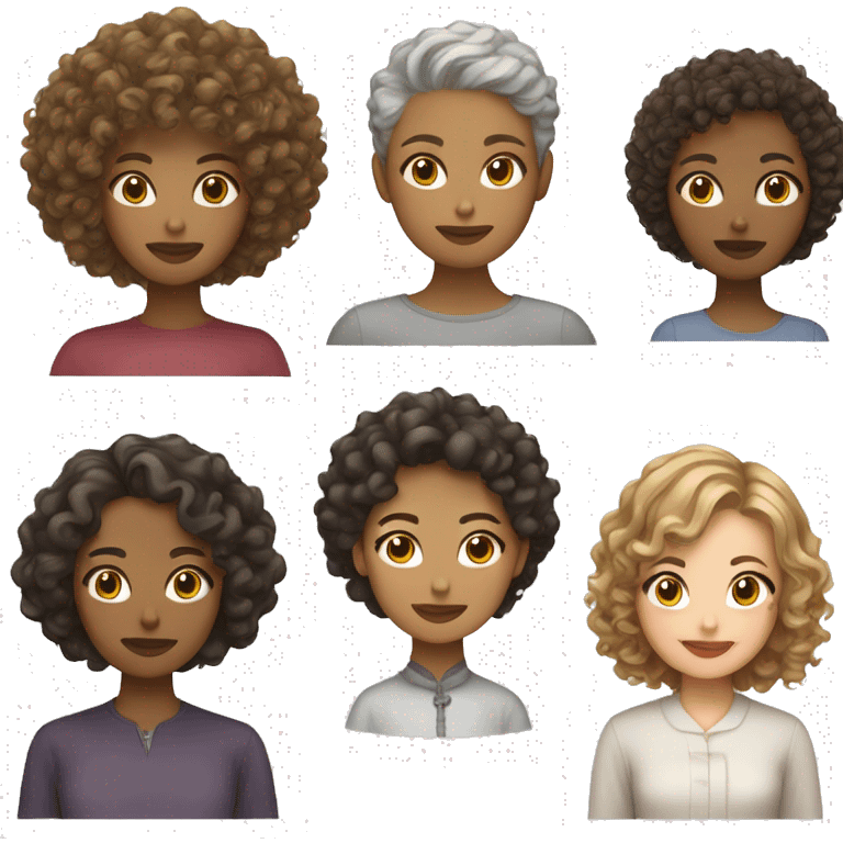 Short hair, curly Icelandic and Chinese lady light brown curly hair emoji