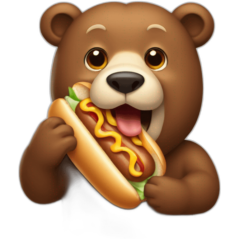 bear eating hot dog emoji