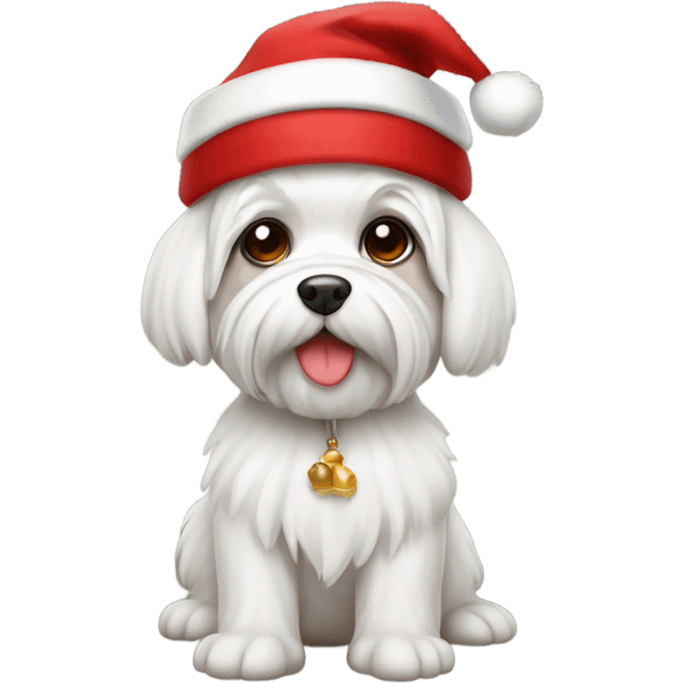 maltese con cappello babbo natale emoji