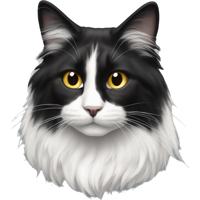 black and white cat long haired emoji