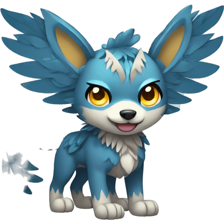 Kawaii Cute Winged Tribal Wolf-Pokémon full body emoji