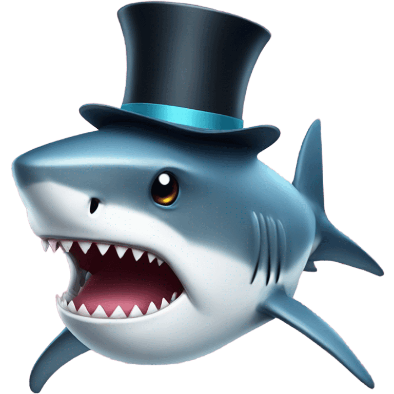 Shark with a top hat emoji