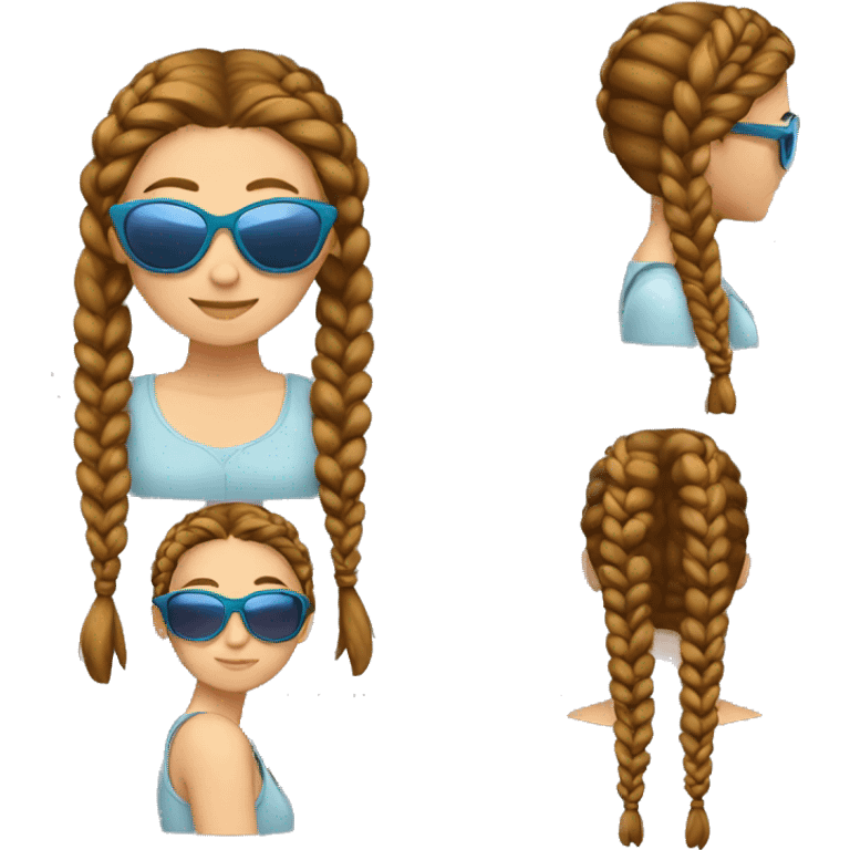 amazon with French braids, brown hair and sunglasses emoji