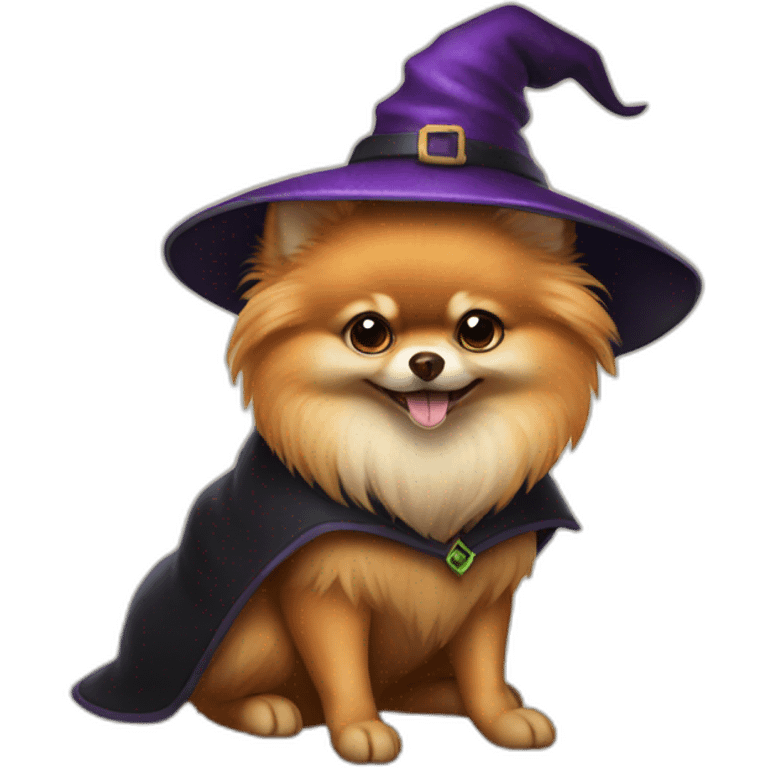 a pomeranian dressed as a witch emoji