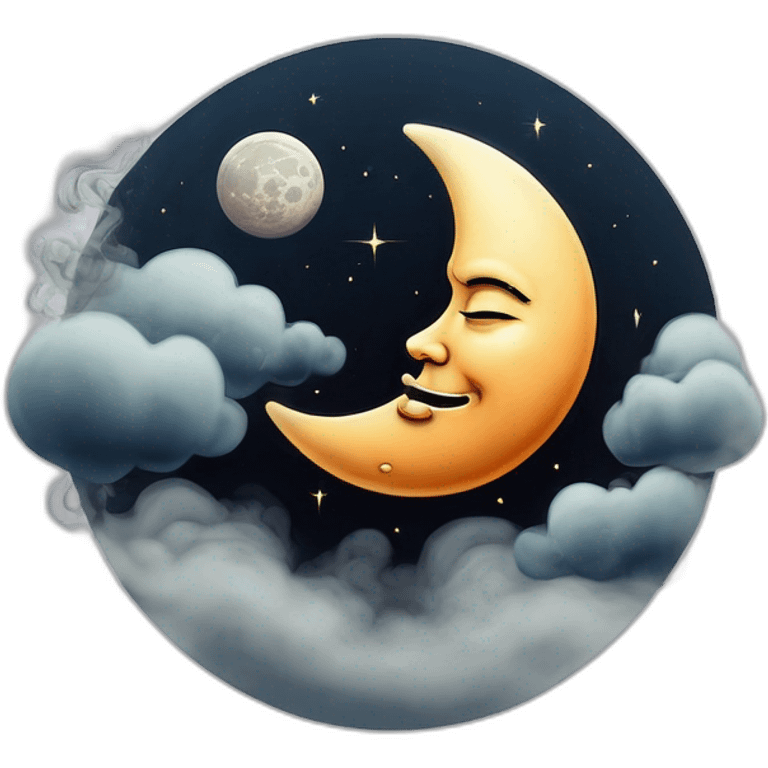 Moon with smoke emoji