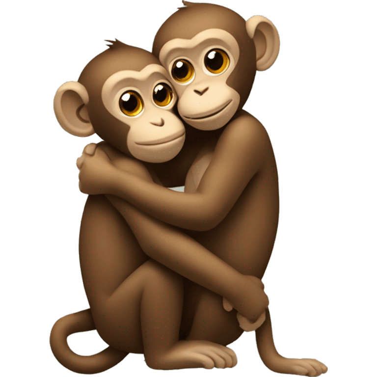 Two monkeys hugging, with a heart emoji