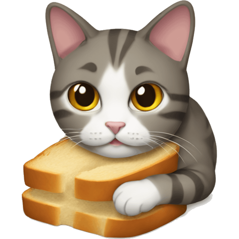 A cat with the head in a slice of bread  emoji