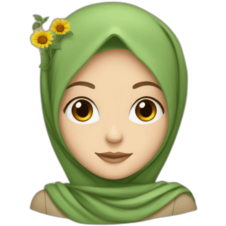  A white girl wearing a hijab carrying Sunflower rose emoji