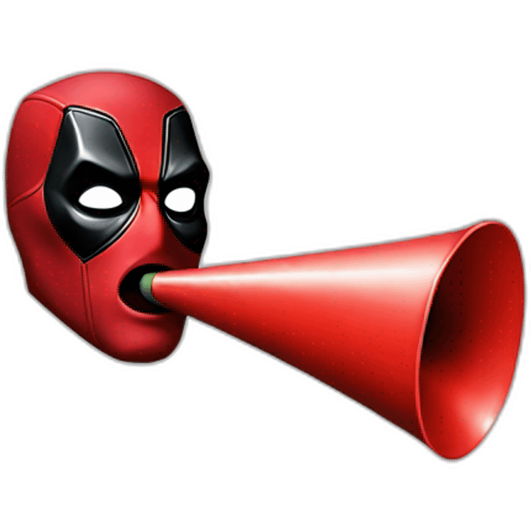 deadpool face on blowing party horn emoji