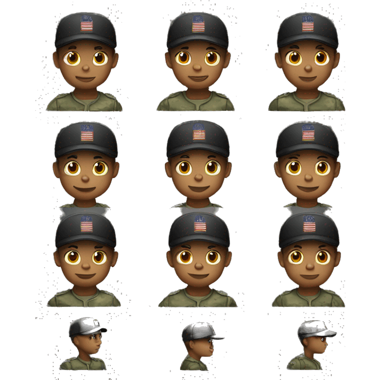 military boy in baseball cap black background  emoji