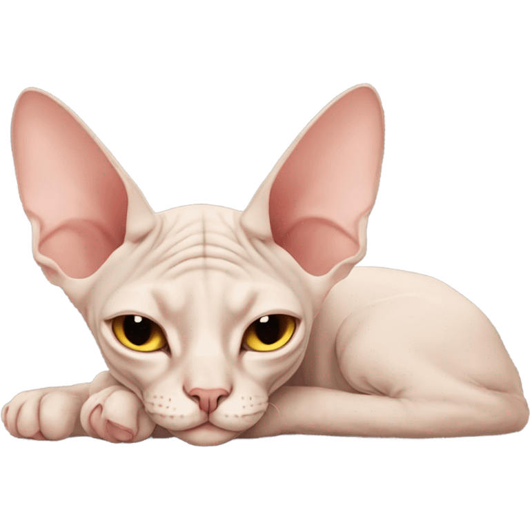 Sphynx cat sleeps emoji