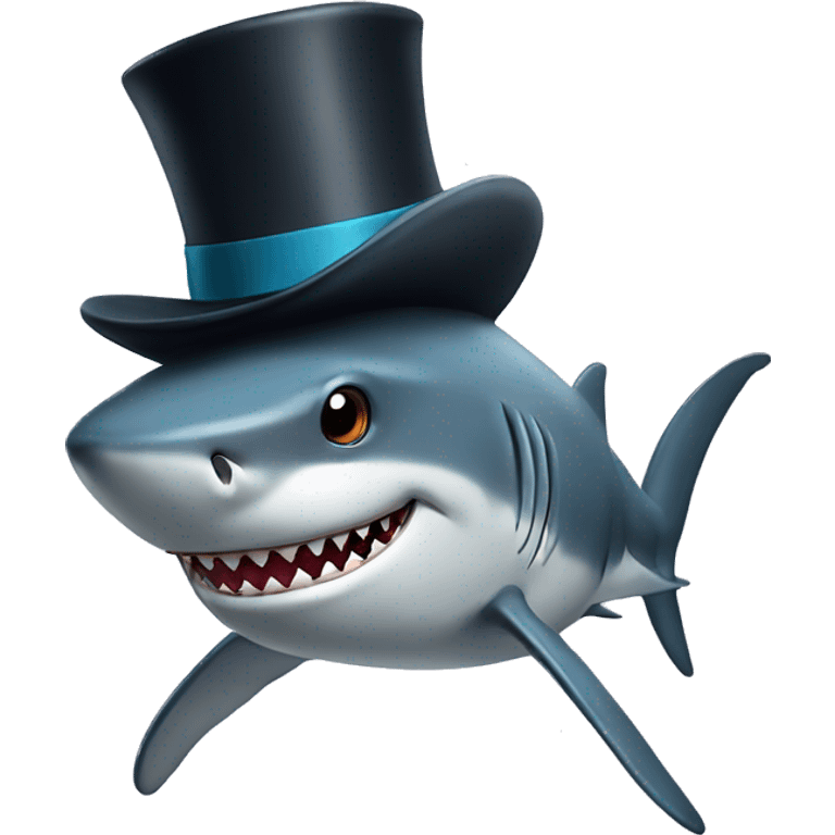 Shark with a top hat emoji