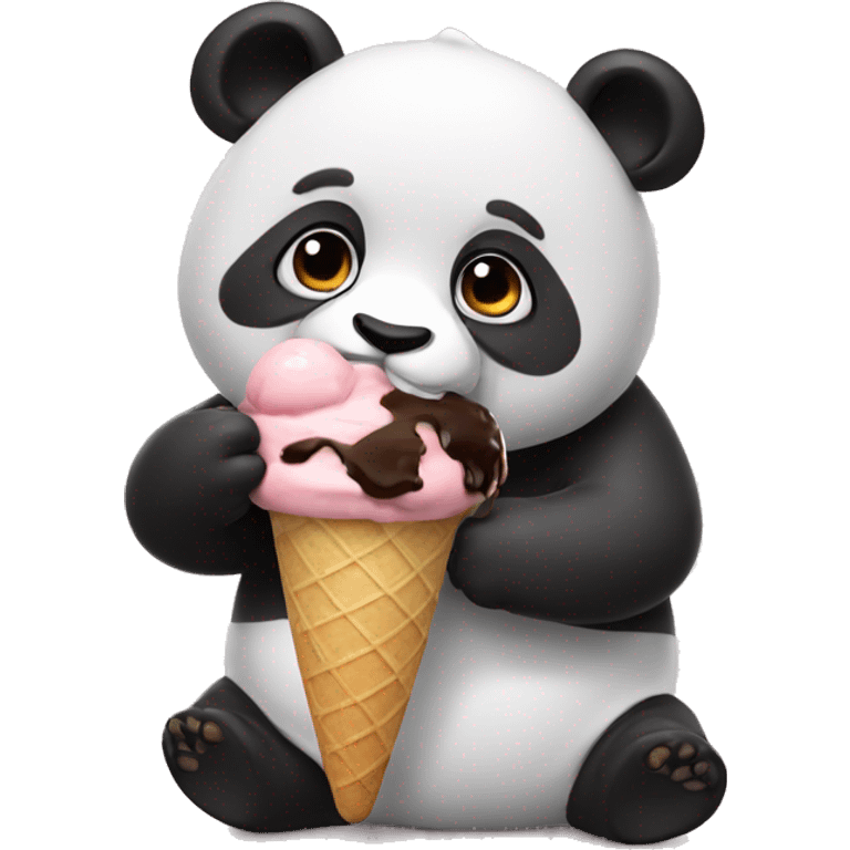 Panda eating ice cream emoji