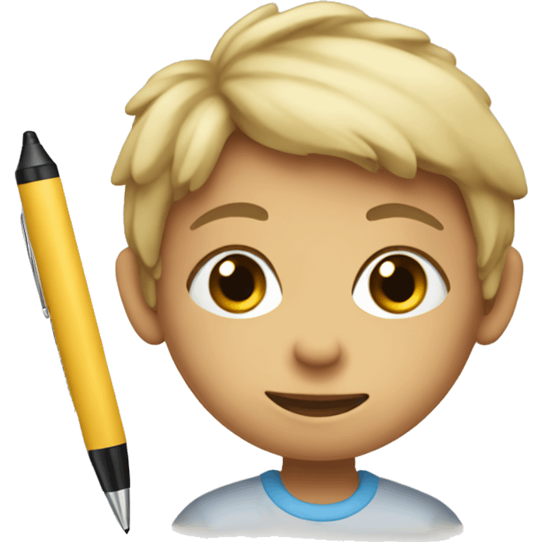 child with paper and pen emoji