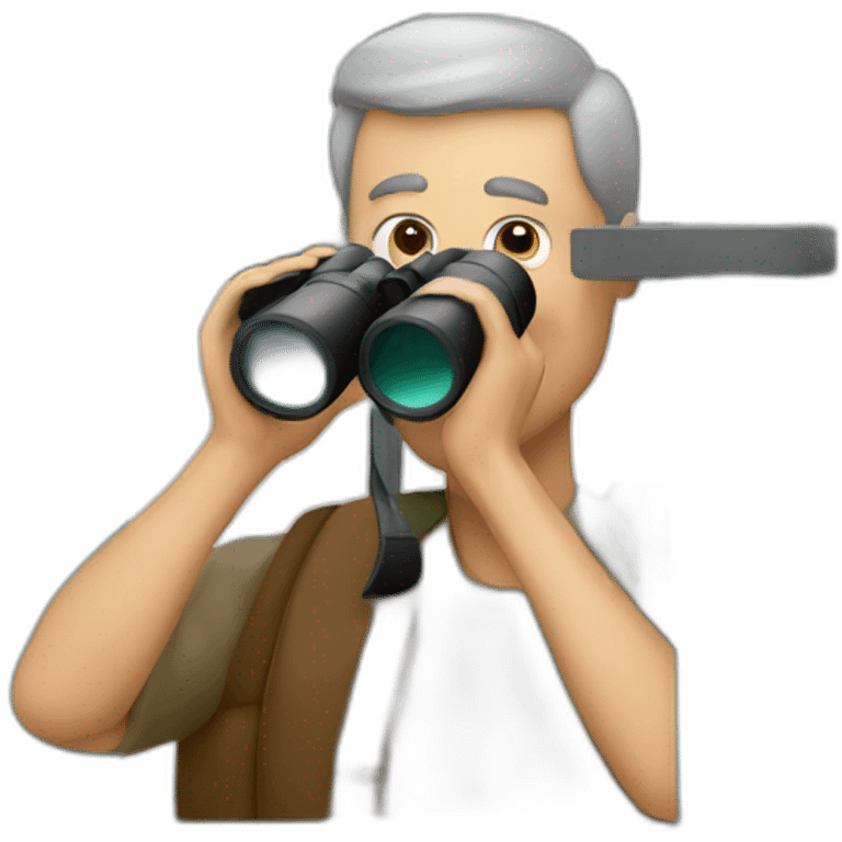 man with binoculars from window emoji