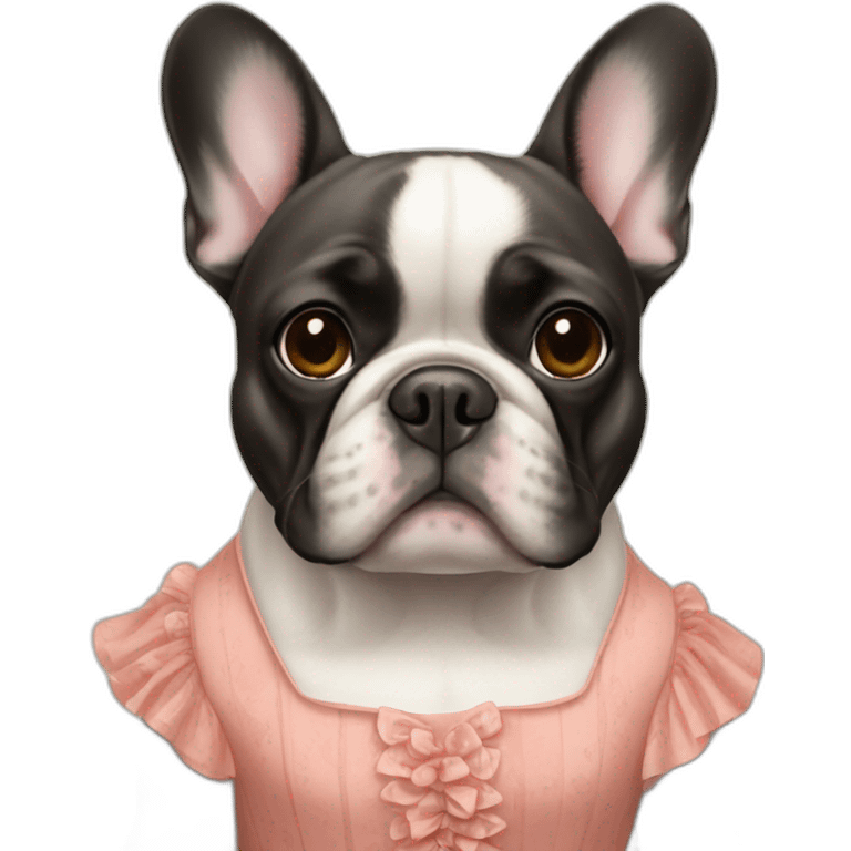 French Bulldog in dress emoji