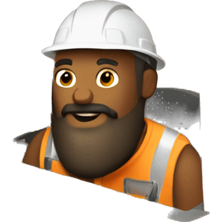 construction worker with a beard in bulldozer from bird perspective emoji