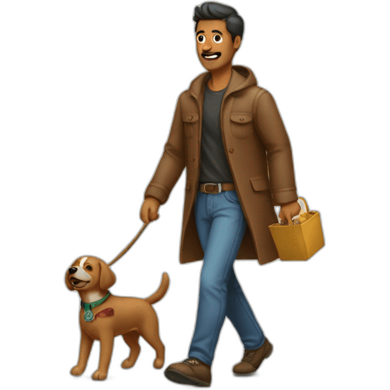 Hombre paseando perro emoji