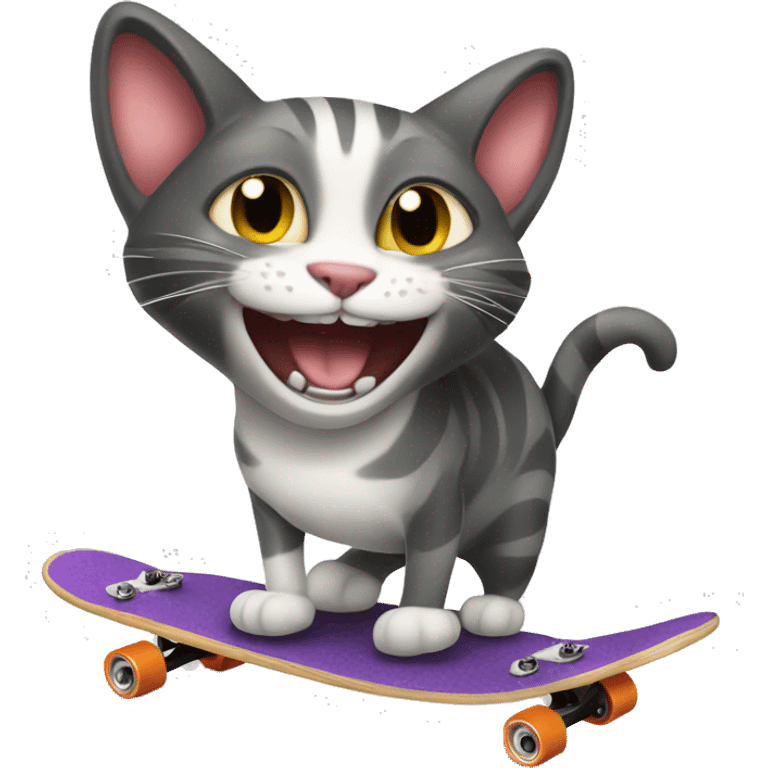 Cat with big smile in the longboard emoji