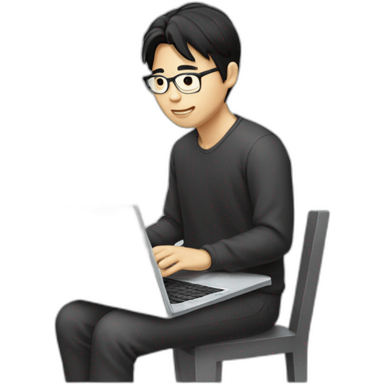 asia-glass-man-black-hair-with-laptop emoji