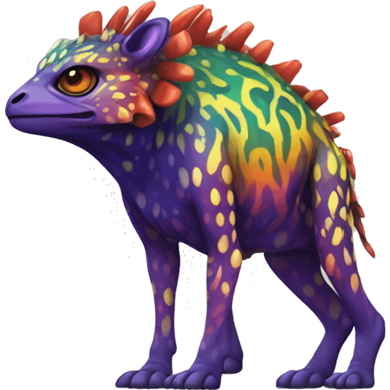 a colorful edgy vernid-fionbri-animal-creature with splash patterns full body emoji