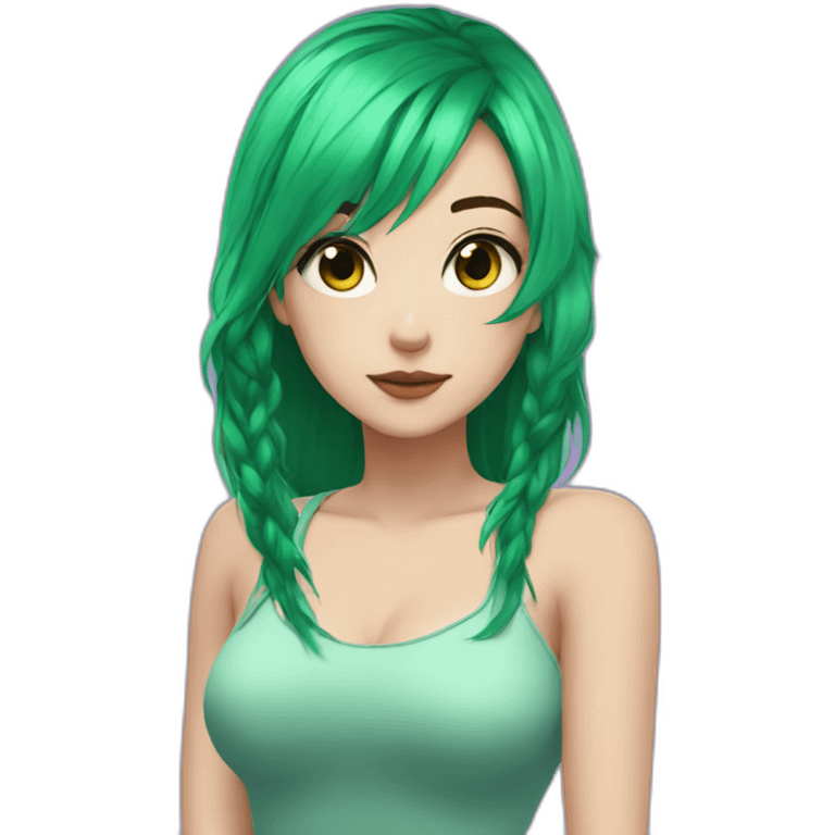 egirl twitch green hair emoji