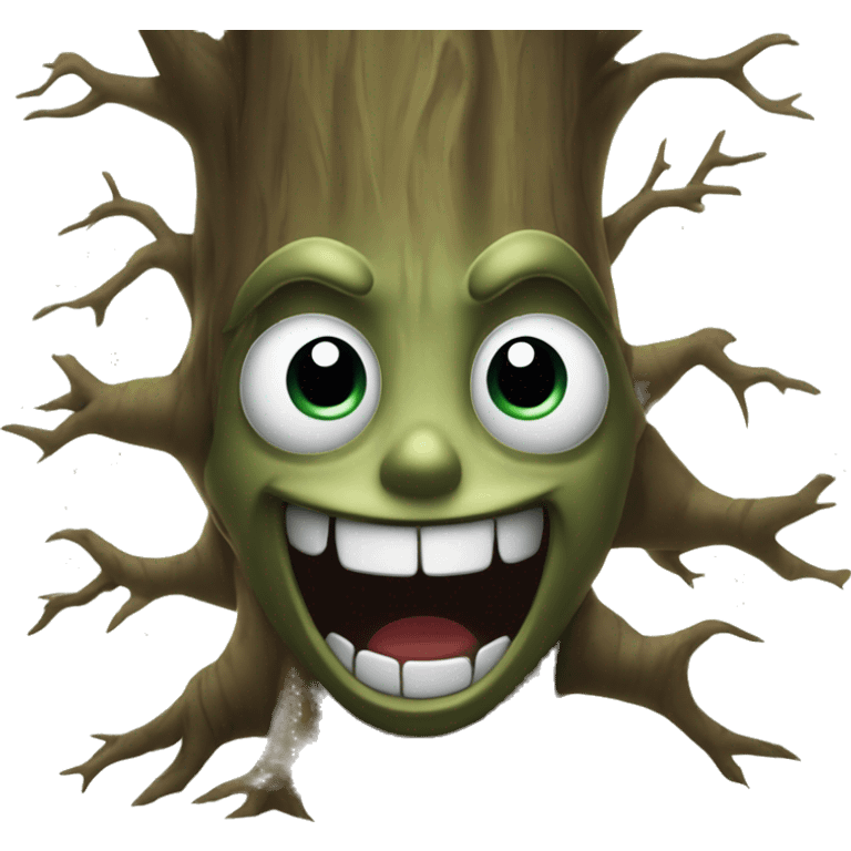 The scary tree is smiling terribly emoji