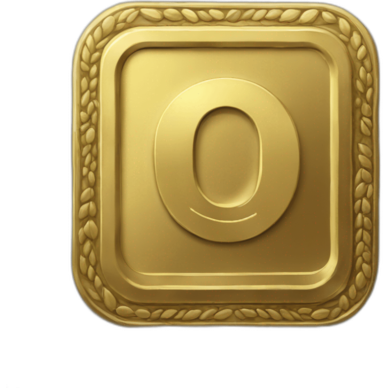 gold square coin with large "0" label in center and laurel emoji