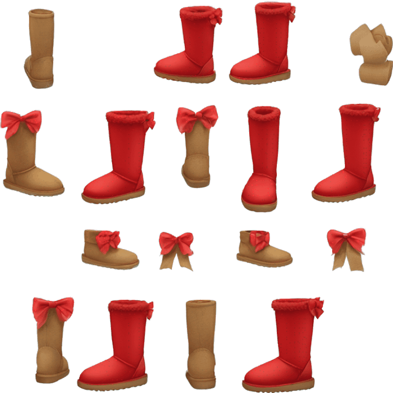 Pair of Red Ugg boots with bows emoji