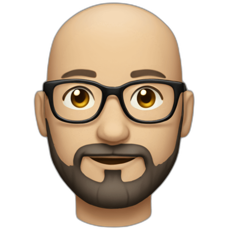 Almost bald dark haired 40 year old man with beard and round glasses emoji