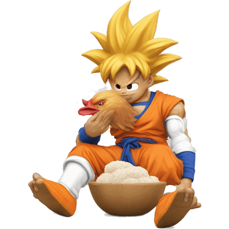 GOKU qui mange un poulet  emoji