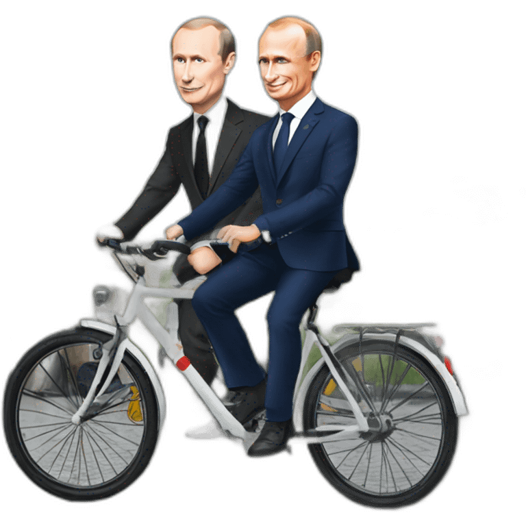 Putin et Macron sur un vélo à Paris  emoji