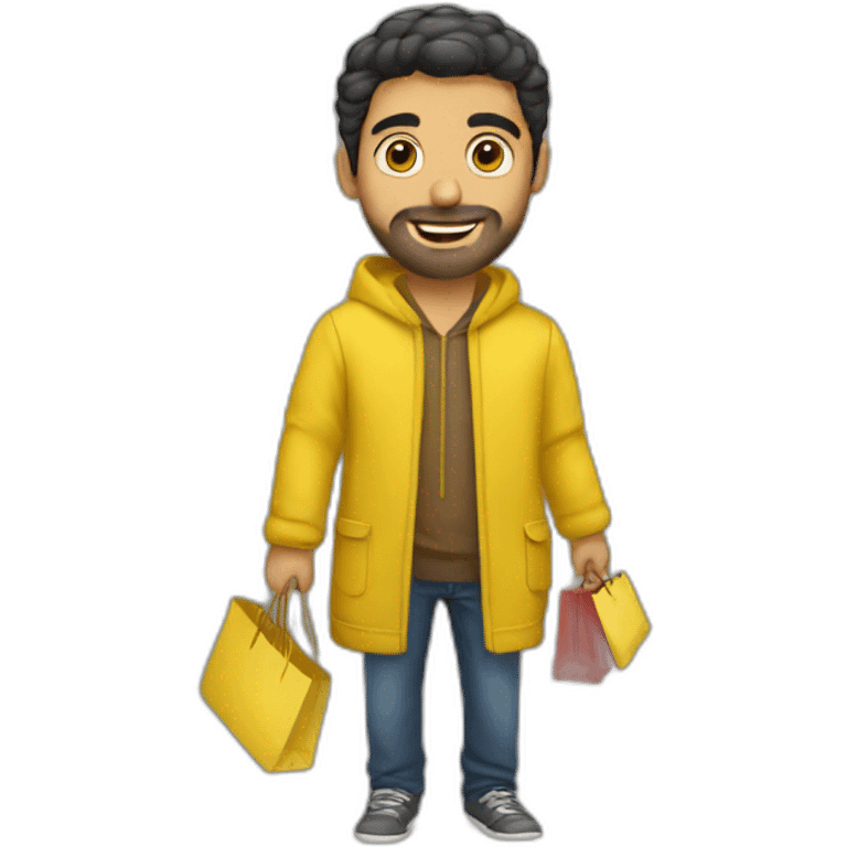 Armenian men doing shopping  in yellow clothes  emoji