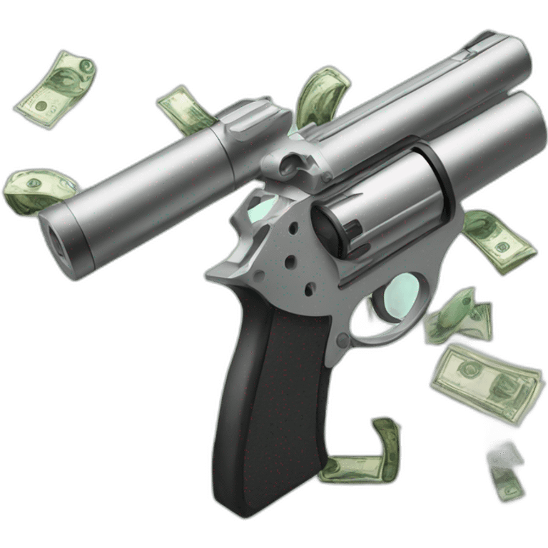 money gun with euro money emoji