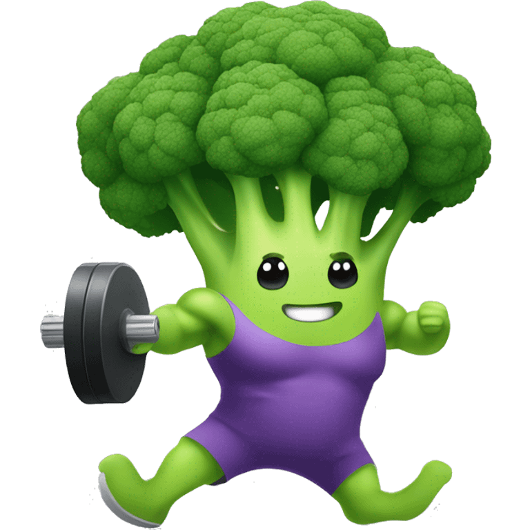 kawaii cute strong broccoli exercising in the gym emoji