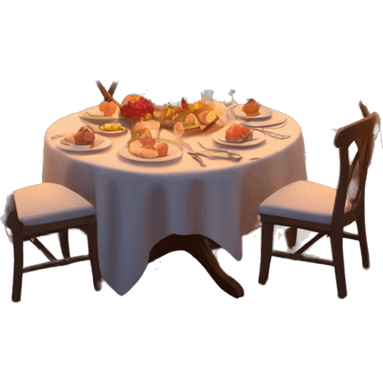 Cozy romantic dinner setup with candles and ocean view emoji