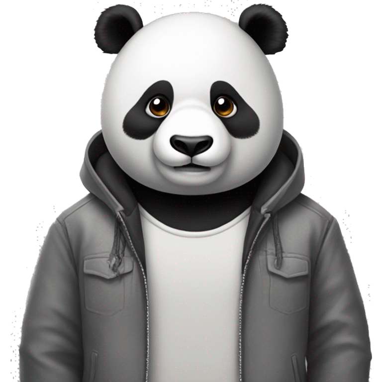 panda con chaqueta gris emoji