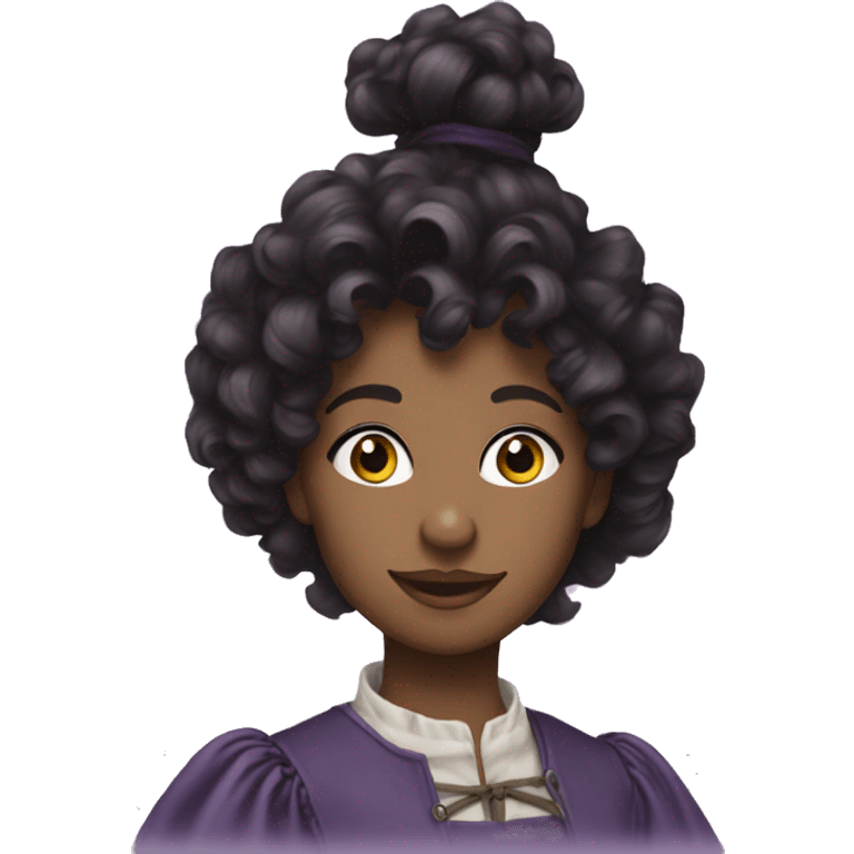 Three musketeers dark black women lilac curly hair emoji