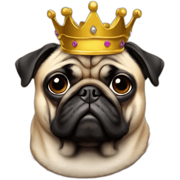 pug dressed as a king emoji