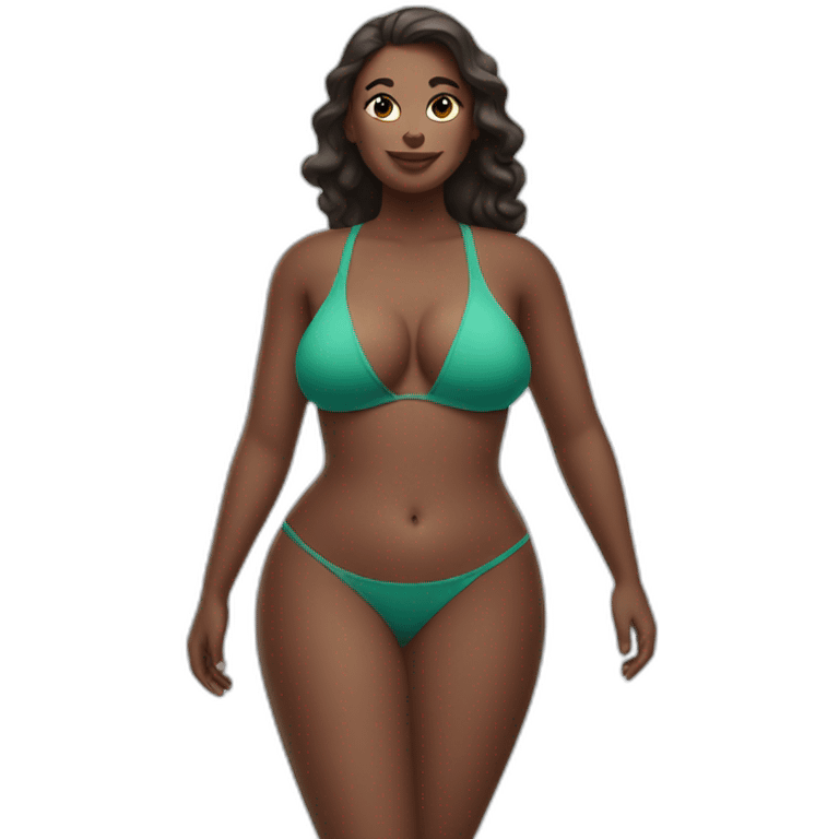 curvy woman holding chest in swimsuit emoji