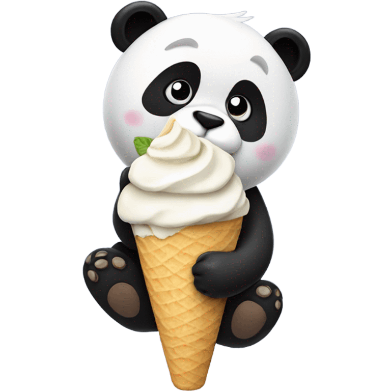 Panda eating ice cream emoji