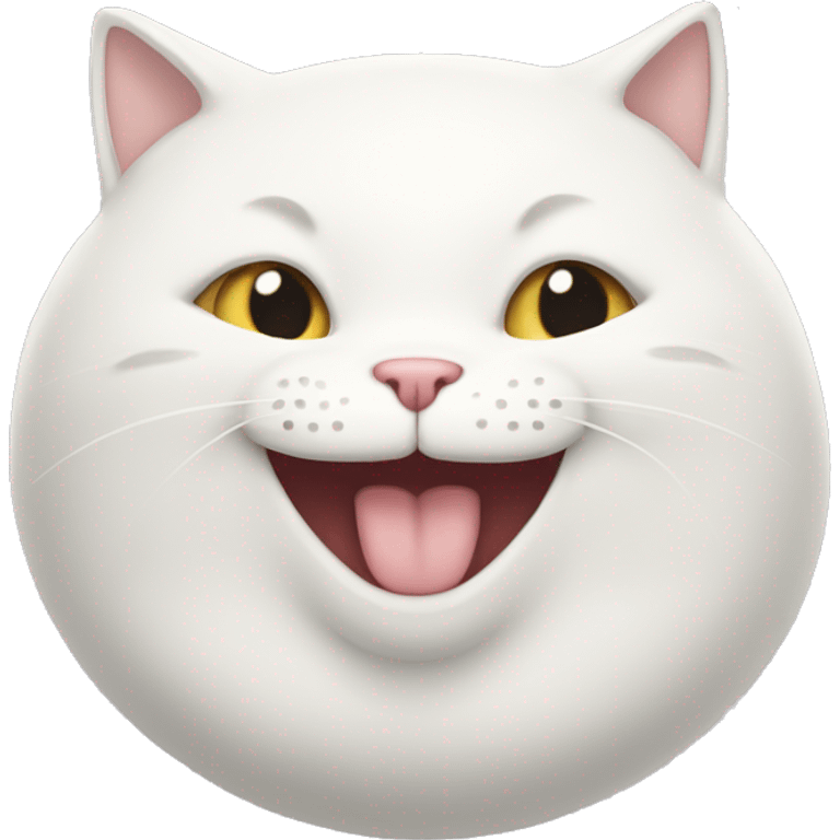 Fat white cat smiling teeths emoji