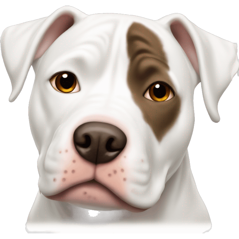 White pitbull with brown spot on eye emoji