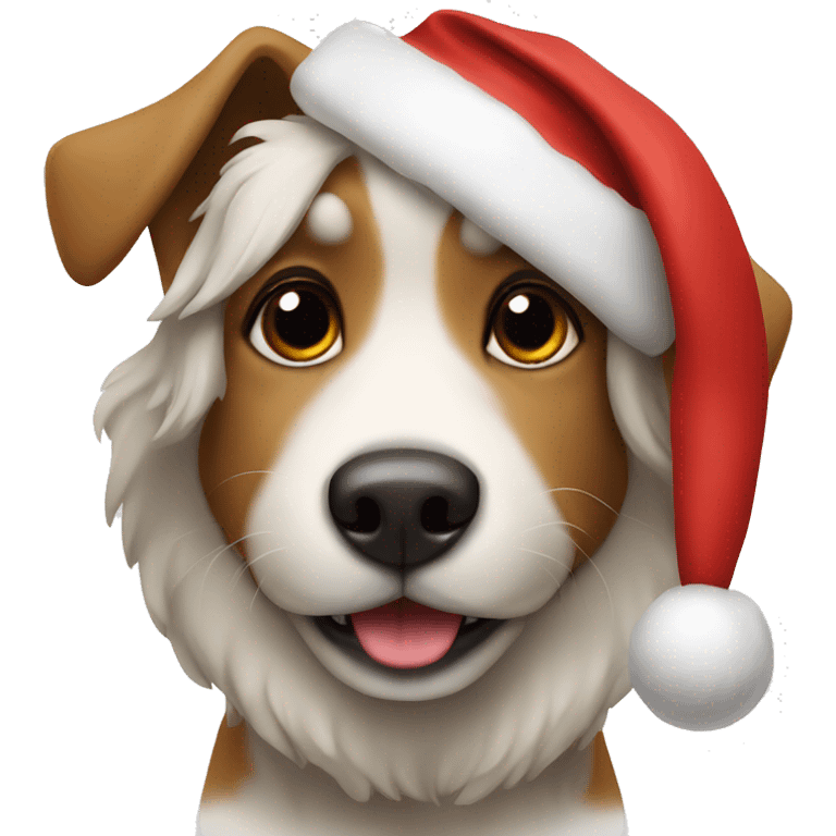 Dog with a Santa hat emoji