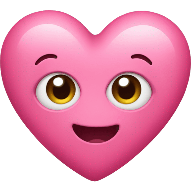 Pink heart with cute face emoji