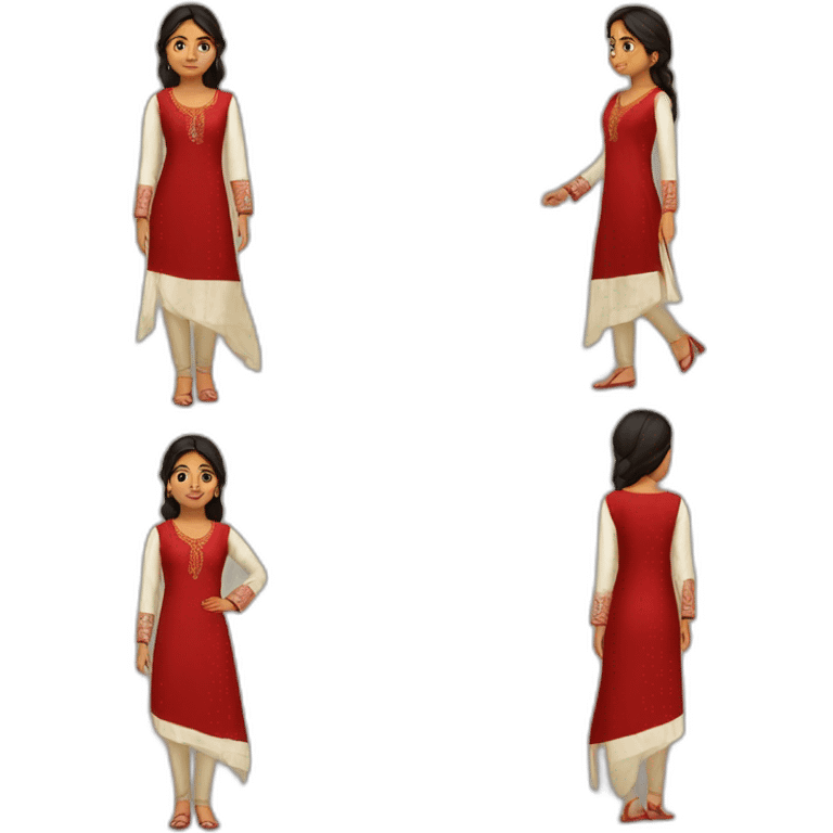 indian girl wearing full sleeve blood red kurti emoji