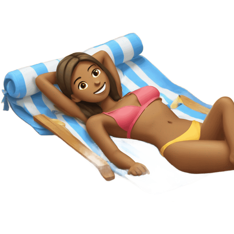 A girl tanning on a beach emoji