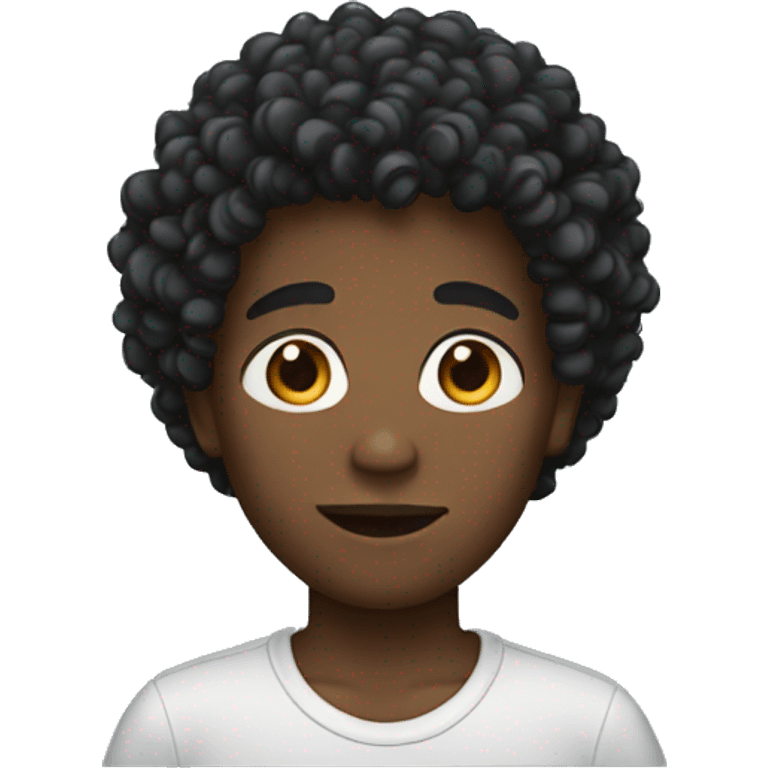 A black boy with curly hair emoji