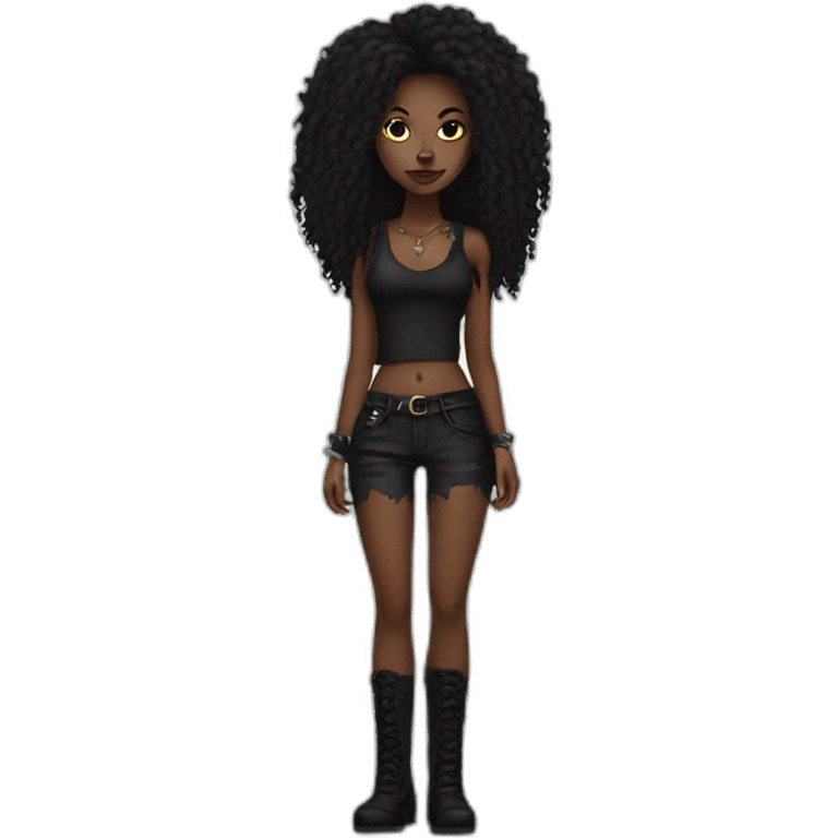 dark black women,punk,rock, with long hair emoji